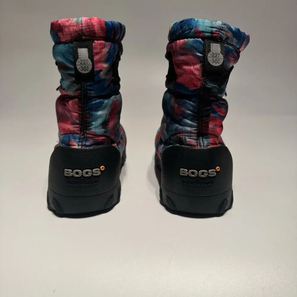 Bogs Bmoc Kids Snow Boots Girls Size 12 Pink Blue Faux Fur Lined Winter Boots